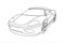 Outline Car, Side view, Three-quarter view. Car for coloring; for kids coloring book. Fast Racing car. Modern flat Vector