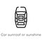 outline car sunroof or sunshine roof vector icon. isolated black simple line element illustration from car parts concept. editable