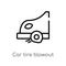 outline car tire blowout vector icon. isolated black simple line element illustration from transport concept. editable vector
