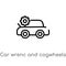 outline car wrenc and cogwheels vector icon. isolated black simple line element illustration from mechanicons concept. editable