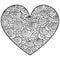 outline card with heart, meditative valentines day coloring page