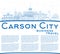 Outline Carson City Nevada City Skyline with Blue Buildings and Copy Space