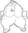 Outline cartoon of obese woman sitting on bus seat