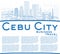 Outline Cebu City Philippines Skyline with Blue Buildings