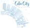Outline Cebu City Philippines Skyline with Blue Buildings and Co