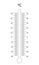 Outline Celsius meteorological thermometer degree scale. Graphic template for outdoor temperature measuring tool with