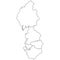 outline ceremonial counties map of North West England on white background. north west england administrative map