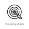 outline changing wheels tool vector icon. isolated black simple line element illustration from mechanicons concept. editable