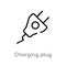 outline charging plug vector icon. isolated black simple line element illustration from music and media concept. editable vector