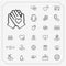 Outline Charity vector icons set on gray