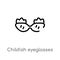 outline childish eyeglasses vector icon. isolated black simple line element illustration from woman clothing concept. editable