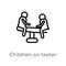outline children on teeter totter vector icon. isolated black simple line element illustration from people concept. editable