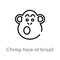 outline chimp face of brazil vector icon. isolated black simple line element illustration from culture concept. editable vector