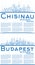 Outline Chisinau Moldova City Skyline with Blue Buildings and Copy Space