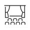Outline cinema hall monochrome simple icon vector cinematography auditorium with stage seat chair