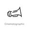 outline cinematographic announcer vector icon. isolated black simple line element illustration from cinema concept. editable