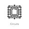 outline circuits vector icon. isolated black simple line element illustration from hardware concept. editable vector stroke