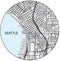 Outline city map of Seattle, Washington, United States