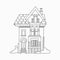 Outline citycsape House for coloring book Big cottage, country house and tree house Illustration on white background