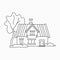 Outline citycsape House for coloring book Country house Illustration on white background