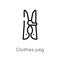 outline clothes peg vector icon. isolated black simple line element illustration from cleaning concept. editable vector stroke