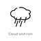 outline cloud and rain vector icon. isolated black simple line element illustration from weather concept. editable vector stroke