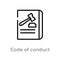 outline code of conduct vector icon. isolated black simple line element illustration from gdpr concept. editable vector stroke