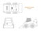 Outline compact loader. Contour side, front amd top view. Isolated drawing of mini bulldozer. Industrial blueprint