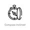 outline compass inclined vector icon. isolated black simple line element illustration from nautical concept. editable vector