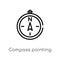 outline compass pointing north east vector icon. isolated black simple line element illustration from airport terminal concept.