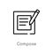 outline compose vector icon. isolated black simple line element illustration from user interface concept. editable vector stroke