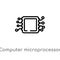 outline computer microprocessor vector icon. isolated black simple line element illustration from technology concept. editable