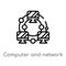 outline computer and network vector icon. isolated black simple line element illustration from education concept. editable vector