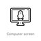 outline computer screen linux vector icon. isolated black simple line element illustration from technology concept. editable