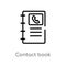 outline contact book vector icon. isolated black simple line element illustration from networking concept. editable vector stroke