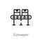 outline conveyor vector icon. isolated black simple line element illustration from delivery and logistic concept. editable vector