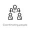 outline coordinating people vector icon. isolated black simple line element illustration from social concept. editable vector