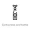 outline corkscrews and bottle of wine vector icon. isolated black simple line element illustration from drinks concept. editable