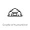 outline cradle of humankind vector icon. isolated black simple line element illustration from africa concept. editable vector