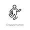 outline crappy human vector icon. isolated black simple line element illustration from feelings concept. editable vector stroke