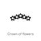 outline crown of flowers vector icon. isolated black simple line element illustration from world peace concept. editable vector
