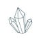 Outline crystal icon. Magical gem. Isolated esoteric drawing. Simple logo. Witchcraft stone