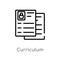 outline curriculum vector icon. isolated black simple line element illustration from human resources concept. editable vector