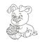 Outline cute cartoon happy pig