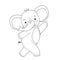 The outline of a cute dancing elephant. Vector illustration for childrens coloring book. Sketch of a cartoon animal.