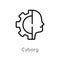 outline cyborg vector icon. isolated black simple line element illustration from artificial intellegence concept. editable vector