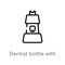outline dentist bottle with liquid vector icon. isolated black simple line element illustration from dentist concept. editable