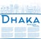 Outline Dhaka Skyline with Blue Buildings and Copy Space.