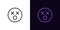 Outline dizzy emoji icon, with editable stroke. Shocked emoticon with open mouth and X eyes, stunned face pictogram. Killed emoji