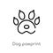 outline dog pawprint vector icon. isolated black simple line element illustration from charity concept. editable vector stroke dog